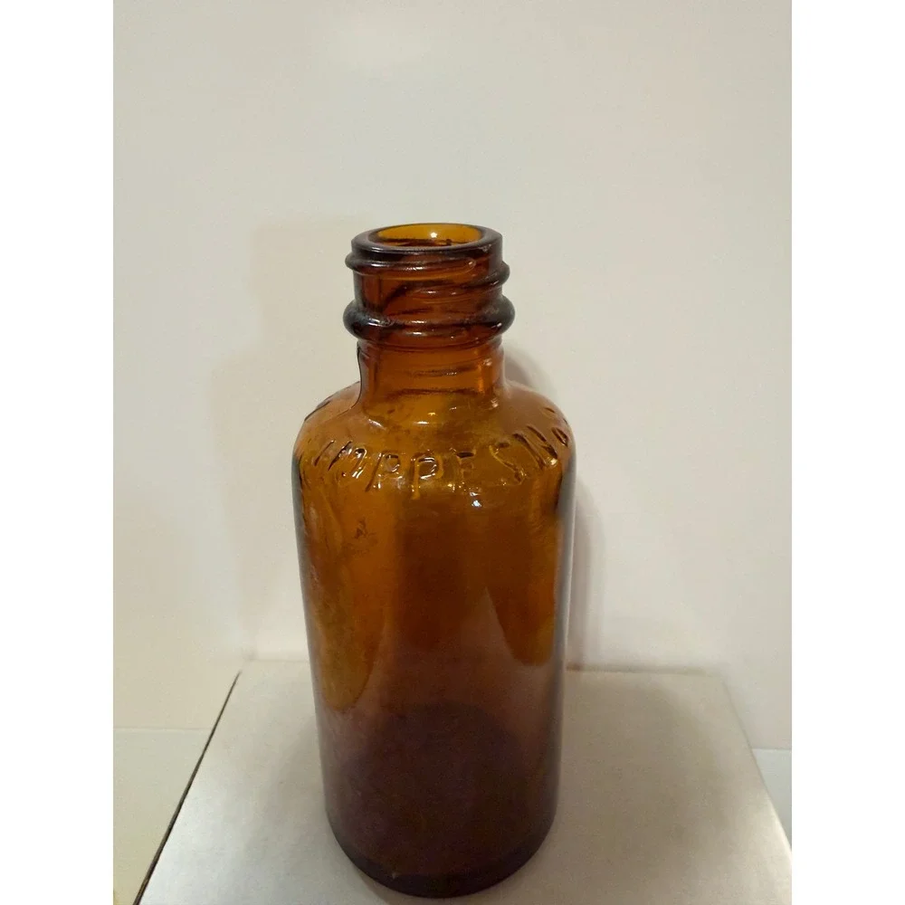 Vintage Hoppes No 9 Amber Glass Apothecary Bottle Embossed Pharmaceutical